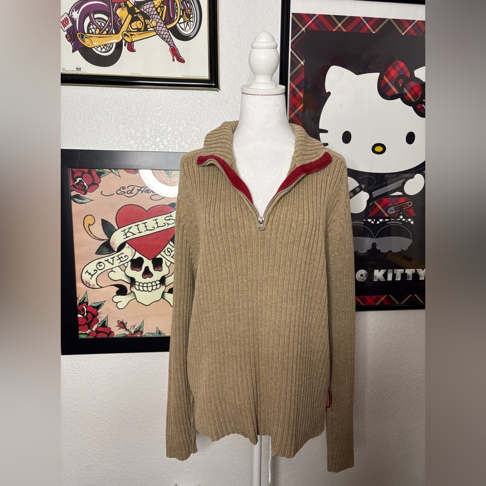 Abercrombie & Fitch Men’s Quarter Zip Pullover Sweater Y2K Preppy Academia